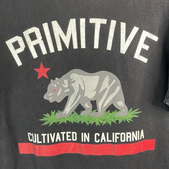 Primitive Mens Skateboarding Cultivated T-Shirt Black Graphic Logo Grey Bear L - Picture 3 of 10
